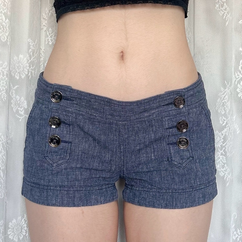 Navy Blue Low Rise Mini Shorts